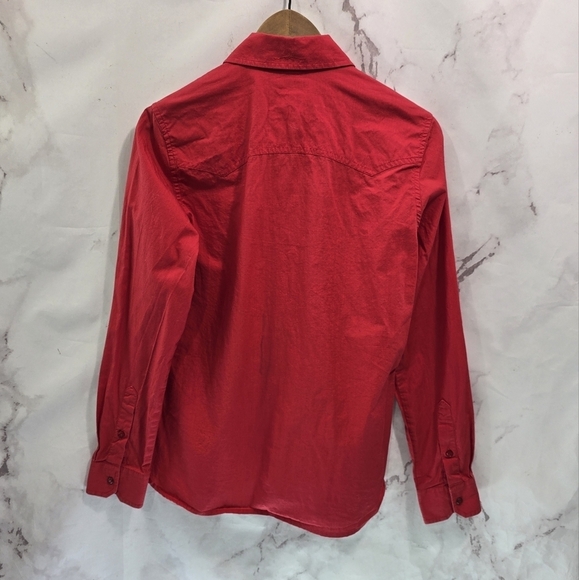 Vintage Western Shirt Women Medium Red Pearl Snap Button Rocky Mountain Rockies - Picture 5 of 11
